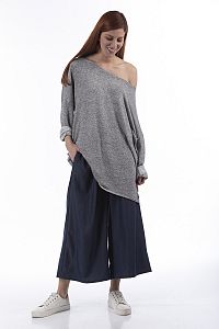 SILVER METALLIC OVERSIZED KNITTED SWEATER